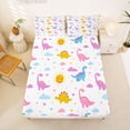 thumbnail image 5 of Erosebridal Colorful Cute Dinosaur Queen Sheet Sets For Girl Kids,Multicolor Clouds Print Bed Set 4-Piece, 5 of 6