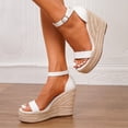 thumbnail image 5 of Pandaie Women's Platform Espadrille Wedge Sandals Comfortable Open Toe Ankle Strap Buckle Sandal for Women Dressy Summer Shoes White,9.5, 5 of 9