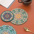 thumbnail image 5 of YIXIGGC Mandala Drink Coasters with Holder Set Ceramic Boho Coaster for Drinks Absorbent Black Holder Coasters for Coffee DYF329-4724, 5 of 5