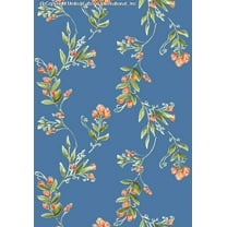 Challis Rayon Printed Emylin, Woven Floral Fabric Dress by yard (BLUE/TANG/GREEN, ByYard)