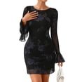 thumbnail image 1 of Vestido PRETTYGARDEN 2025 Bordado Floral con Mangas Campana Negro Talle S, 1 of 8
