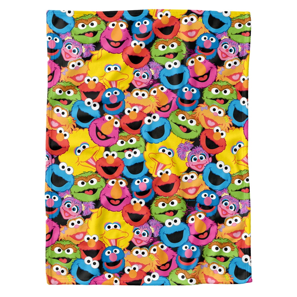 Sesame Street Fleece Baby Blanket, 30'x40', Character Head Collage