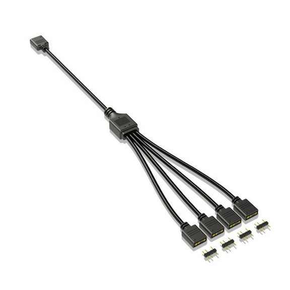 5V 3-Pin Extension Cable for Computer Motherboard 1 Point 4 Hub Cable Connection Extension ARGB Splitter, Black