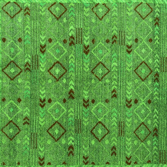 Ahgly Company Indoor Square Abstract Green Modern Area Rugs, 4' Square
