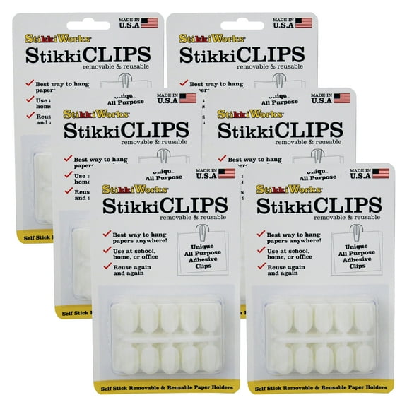 FPC STK01320-6 Stikki Clips, White - 20 Per Pack - Pack of 6