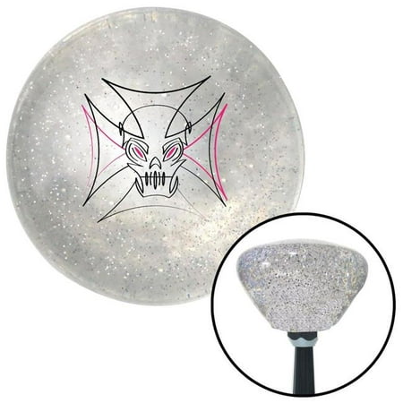 American Shifter Black & Pink Pinstripe Skull 2 Clear Retro Metal Flake Shift Knob with M16 x 1.5 Insert Auto Brody