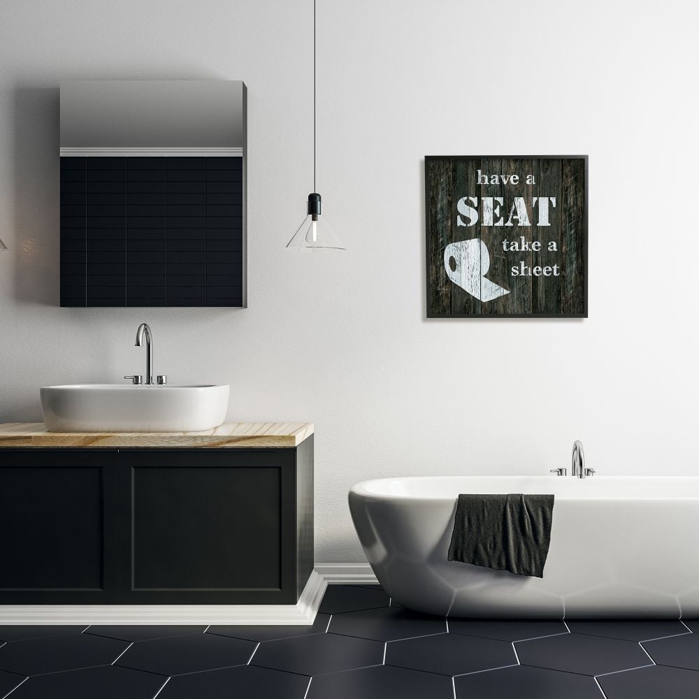 Stupell Industries Have a Seat Take A Sheet Rustic Bathroom, 24 x 24, Design by Carol Robinson