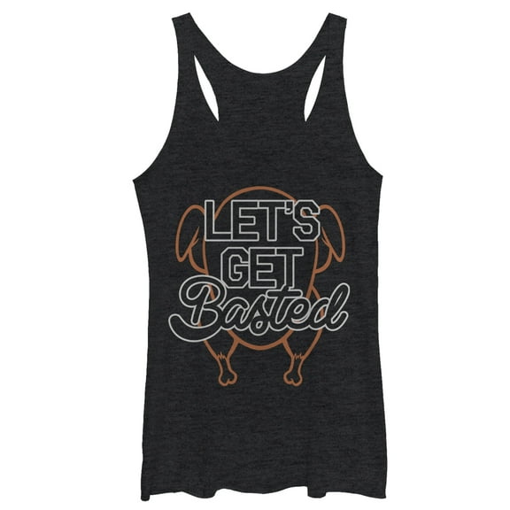 Women's CHIN UP Let's Get Basted  Racerback Tank Top Black Heather Small