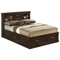 Glory Furniture Louis Phillipe Queen Storage Bed in Cappuccino Color