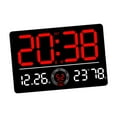 thumbnail image 3 of Reloj de pared digital con alarma dual, visualización de mes, día y semana, pantalla grande, temperatura Rojo, 3 of 9