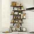 thumbnail image 5 of Fairy 5pcs Corner Floating Shelves for Wall, Rustic Wood Wall Shelves, 16.1x11.4 inches, Walnut, 5 of 6