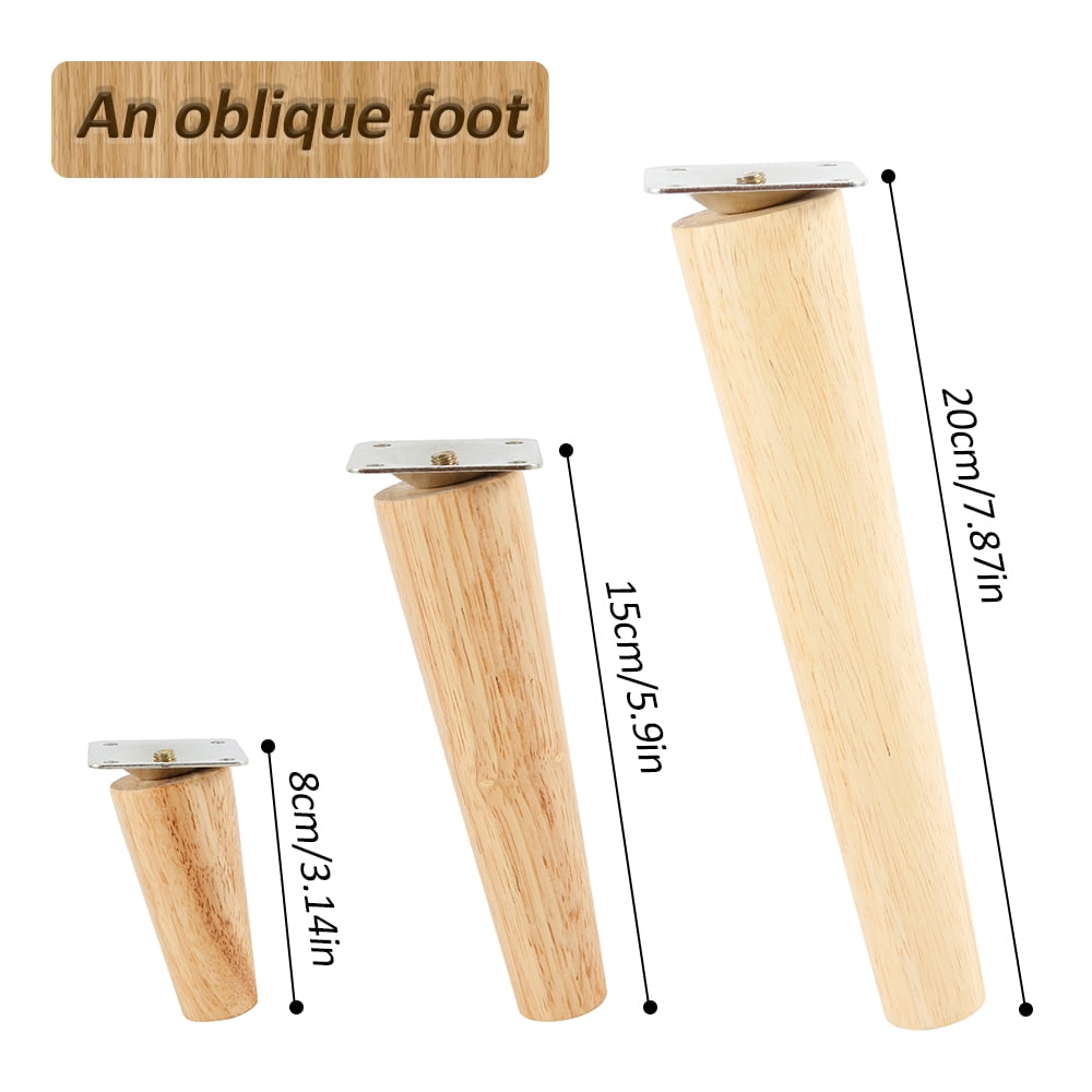 miuline 4 Pcs of Wooden Table Furniture Legs with Mounting Plate and