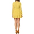 thumbnail image 3 of INSPIRE CHIC Women's Swiss Dots Ruffle Collar Keyhole Back Tiered Dress Yellow M, 3 of 6