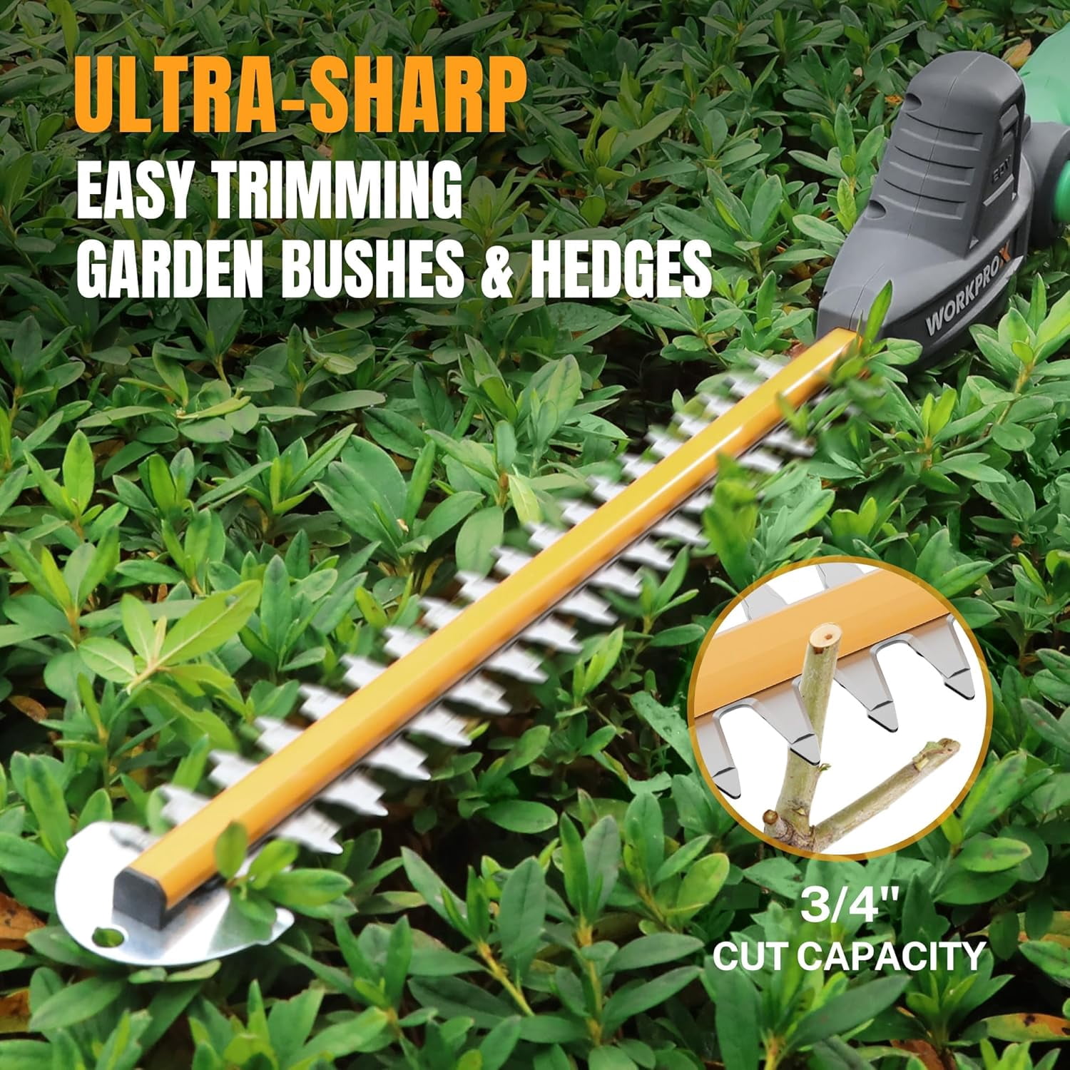 WORKPROX 20V Cordless Pole Hedge Trimmer, 9.2 ft Reach, 11-Angle Adjustable Head with Extension Pole, 2.0Ah Battery Included