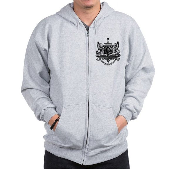 CafePress - Psi Upsilon Black And White Crest Sweatshirt - Zip Hoodie, Classic Hooded Sweatshirt with Metal Zipper