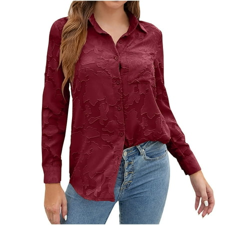 

Bospose Long Sleeve Shirt Women Corset Shirt Lace Top Women S Hollow Solid Color Shirt Shirt Lapel Shirt/Shirt Lady Hollow Solid Color Top Shirt Lapel Top/Shirt Xxl