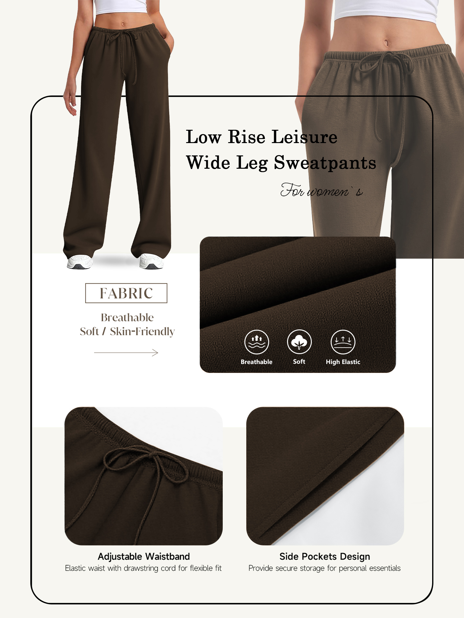 Temofon Women's Straight Leg Low Rise Sweatpants photo 3