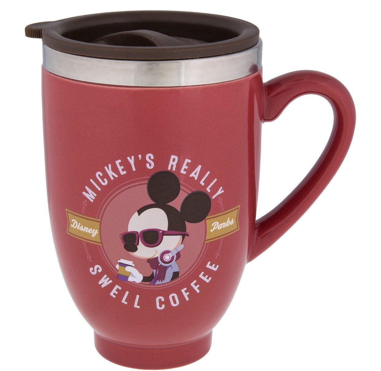 Disney Parks Mickey Really Swell Coffee Ceramic Travel Mug New 