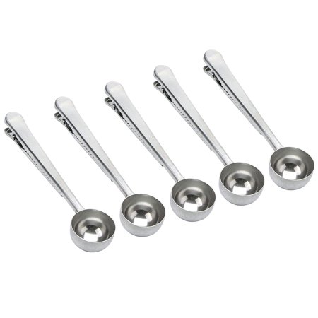 

5Pcs Coffee Scoop Clip Tablespoon Stainless Steel Silver Coffee Scooper Coffee Spoon with Long Handle Kitchen Tools