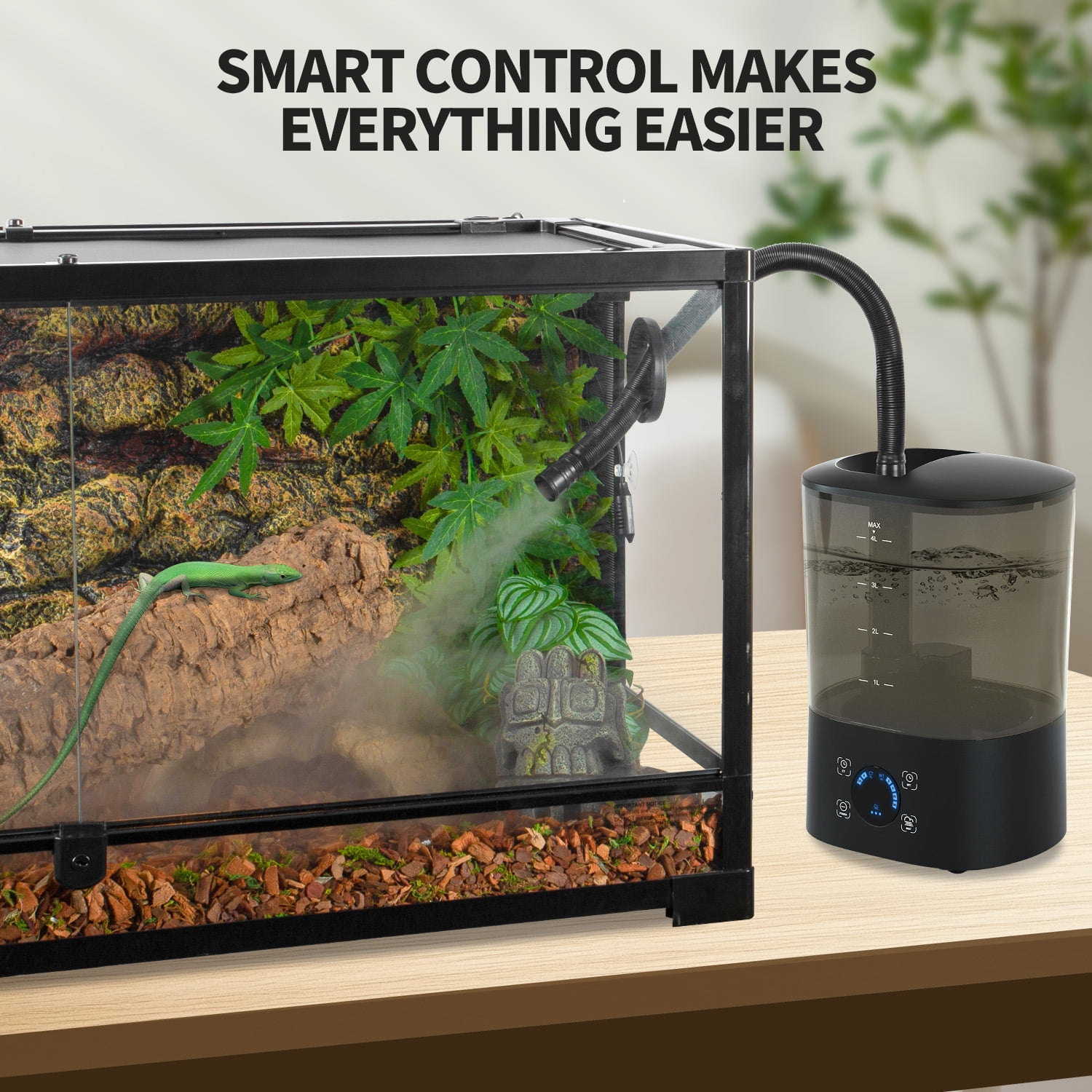 Upgraded Digital Timing Reptile Fogger, 4L No Leak Reptile Humidifier