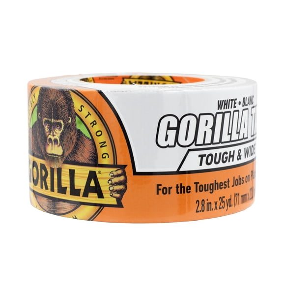 Cinta adhesiva Gorilla Tough & Wide, color blanco, 2,88 cm x 22,86 m (paquete de 1)
