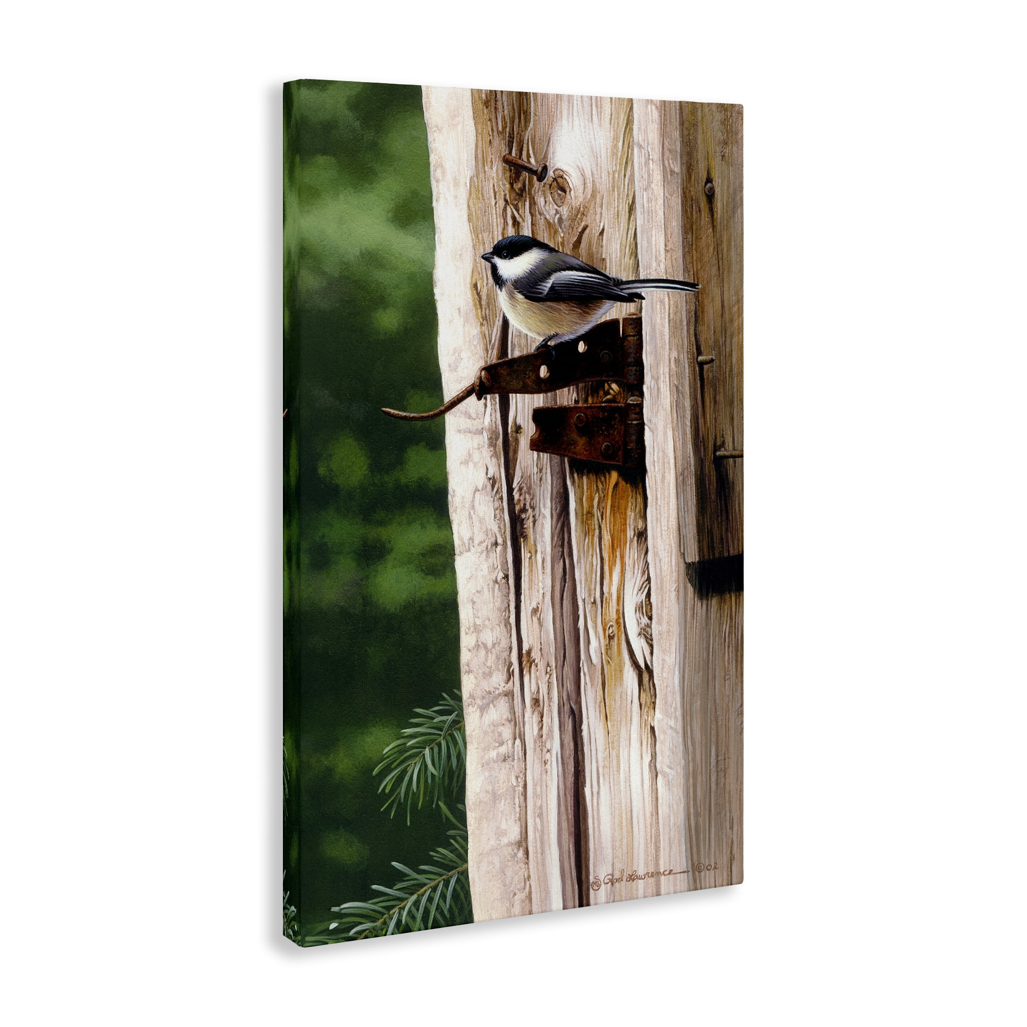 Stupell Industries Bird on Rusty Perch Animals Painting Wrapped Canvas Art Print Wall Art, 24 x 36