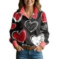 thumbnail image 2 of Women's Valentine Heart Shirt Long Sleeve Button Up Shirt Dressy Lapel Collared Blouses Cute Casual Outfits, 2 of 4