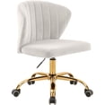 thumbnail image 1 of Meridian Furniture Finley Swivel Adjustable Cream Velvet and Gold Office Chair, 1 of 6
