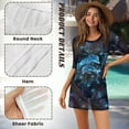 thumbnail image 5 of FKELYI Vintage Blue Floral Dolphin Print Women's Swimsuit Cover Up Chiffon Fabric Bathing Suit Cover Ups Breathable Coverup Half Sleeve Beachwear Dress for Summer Outfits, L, 5 of 6