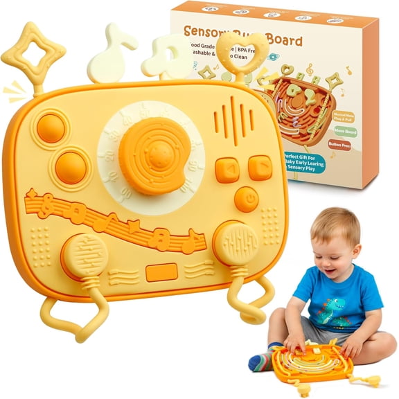 BUTOMKY Silicone Sensory Activity Board Montessori Toys - Educational Fine Motor Skills Busy Board for Toddlers 1-3 Years Old,long Car Ride Essentials for Kids