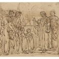 thumbnail image 2 of Mather Brown 21x20 Black Ornate Framed Double Matted Museum Art Print Titled: Bible Lesson (Recto) (1780-1790), 2 of 5