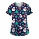 thumbnail image 1 of Puntoco Moda para mujer Camisetas de manga corta con cuello en V Uniforme de trabajo Estampado de Navidad con tops de blusa de bolsillo Puntoco Puntoco-1931, 1 of 4