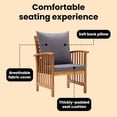 thumbnail image 4 of vidaXL Patio Chairs with Cushions 2 pcs Solid Acacia Wood, 4 of 10