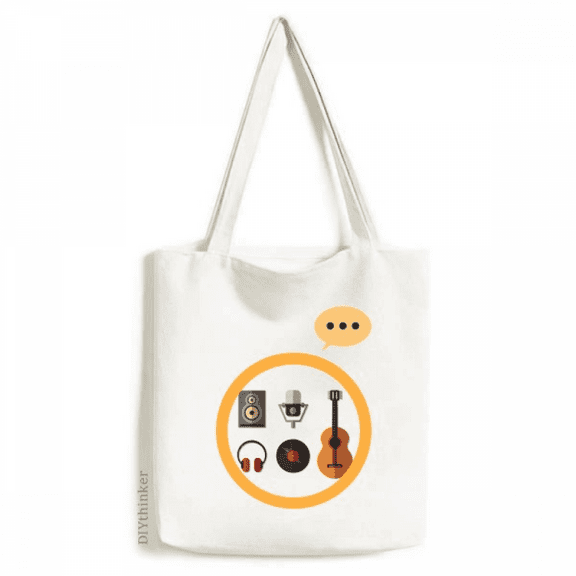 guitar headset cd microph music pattern expression sack canvas tote shoulder bag