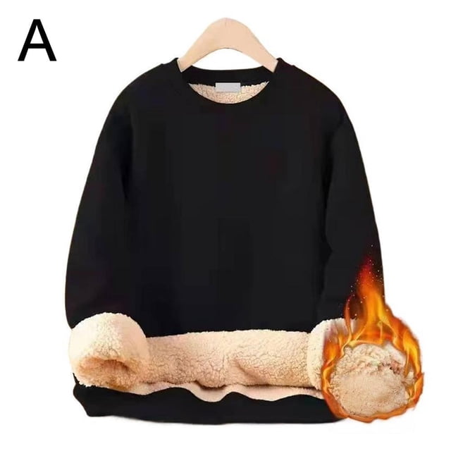 LUVCLS Suéter para hombre, jersey de manga larga, cuello redondo, cálido, forro polar de cordero grueso.