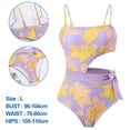 thumbnail image 2 of juego de bañador de una pieza con tirantes para mujer, ajustado, estampado vintage, con falda cruzada multiusos, 2 of 5