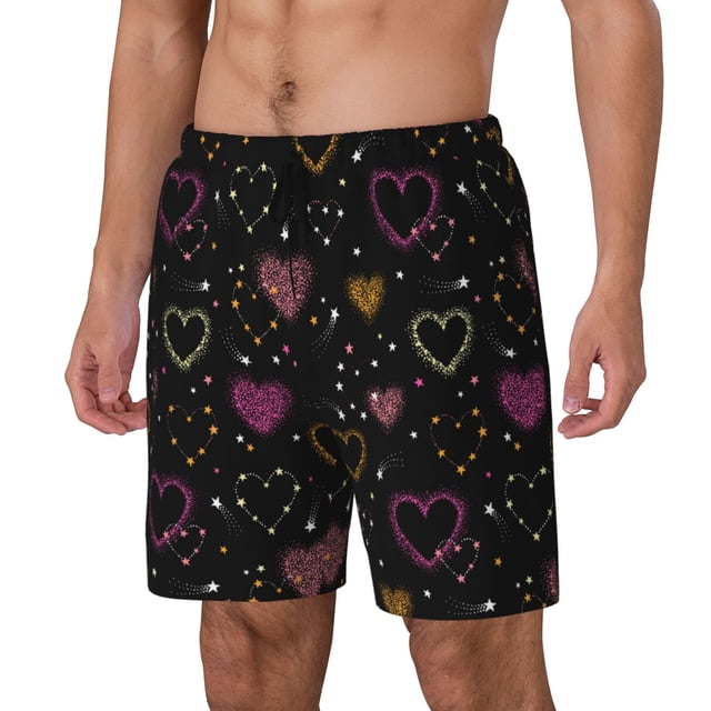 Fotbe Heart and Stars Traje de Baño para Hombre – Shorts de Natación de Secado Rápido con Forro y Bolsillos-3X-Large