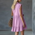 thumbnail image 5 of Fewfanhot Casual Summer Dresses for Women Summer Dress Notched V Neck Front Button Sleeveless Ruffle Hem Beach Vacation Mini Sun Dress, 5 of 5