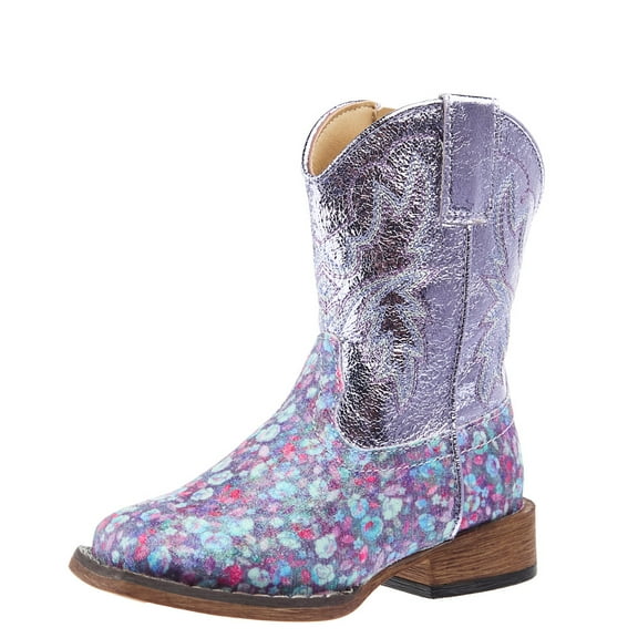 Roper Footwear Boys Roper Toddlers Glitter Bloom Lavender Square Toe Boot 7 M Purple