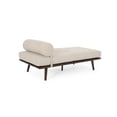 thumbnail image 4 of Modern Beige Fabric Chaise Lounge with Rolled Pillow, Mid-Century Design, Waffle Stitch Upholstery, Rubberwood Frame for Living Room, Bedroom, 4 of 9