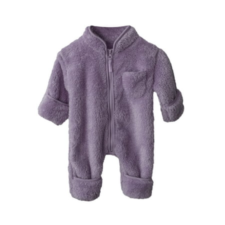 

Baby Girls Winter Warm Thick Solid Color Cotton Long Sleeve Footed Romper Jumpsuit Cute Fashion Child Clothes