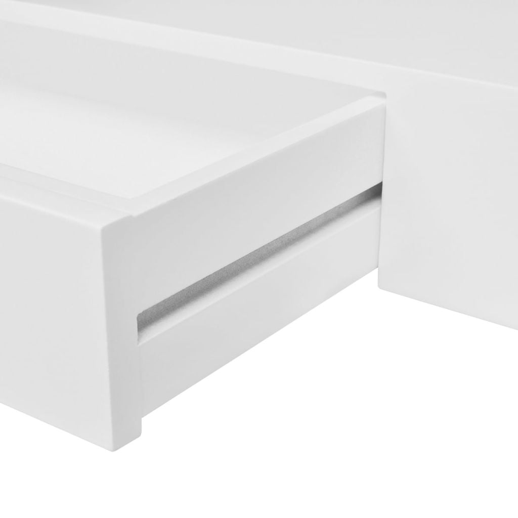 Kepooman 31.5" Wall Decor Storage Shelf with 1 Drawer for Bedroom, White Kepooman 31.5" Wall Decor Storage Shelf with 1 Drawer for Bedroom, White