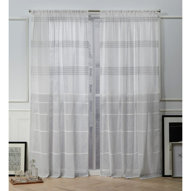 Nicole Miller New York Wexford Embellished Stripe Rod Pocket Top Curtain Panel Pair Com Curtain Panel Pair, Nicole Miller Curtains Home Goods