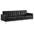 thumbnail image 3 of Sofa Couch, Black Silver, Vegan Leather, Mid Century Living Lounge Cafe Lobby Hospitality Restaurant, Modern Contemporary HB34847, 3 of 11