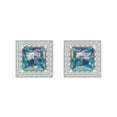 thumbnail image 3 of 2.24 Ct Princess Cut Halo Studs Blue Moissanite 14K White Solid Solid Gold Everyday Dainty Earrings Screw Back, 3 of 7