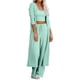 thumbnail image 2 of Conjunto de Pijama de 3 Piezas para Mujer, Cárdigan de Punto de Larga, Top Corto, Pantalones Anchos y Ropa de Estar por Casa. Verde S, 2 of 8
