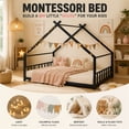 thumbnail image 5 of SESSLIFE Montessori Floor Bed, Twin Size Toddler Floor Bed with Roof and Guardrail, House-Shaped Design, No Box Spring Needed, Toddler Bed Frame for Kids, Black, 5 of 9