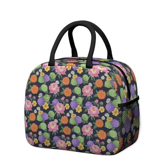 Womens Pioneer Flower Floral Print Pattern Lunch Box for Work,Insulated Lunch Bag for Women,Loncheras Para Mujer,Leakproof Adult Lunch Bag for Work,Beach,Travel,Picnic,Camping