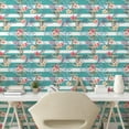 thumbnail image 2 of Ambesonne Nautical Peel & Stick Wallpaper for Home, Anchor with Floral Print, 13"x72", Dark Seafoam Pale Pink, 2 of 5