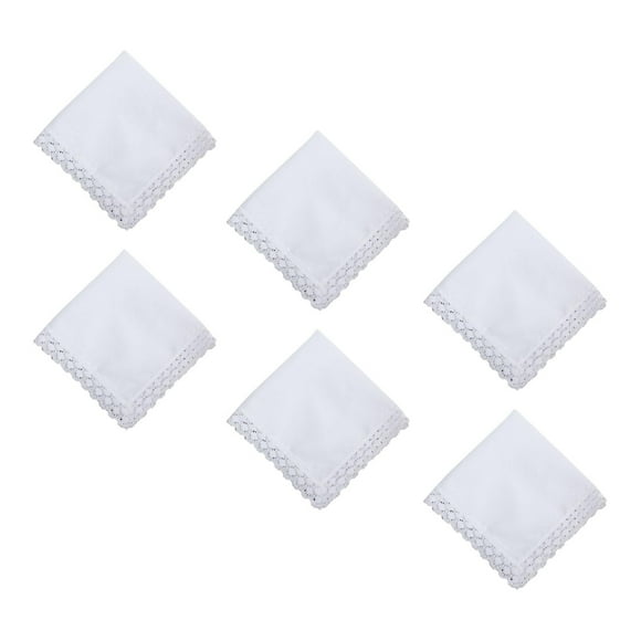 Paquete de 6 pañuelos de encaje blanco liso, cuadrados de bolsillo, pañuelos de boda de 24,5 cm, pañuelos blancos para manualidades, suministros de bo
